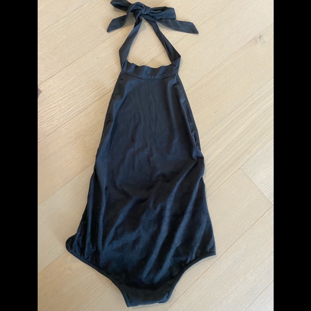 Planet Blue Halter Suede Bodysuit